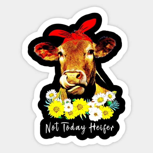 Not today Heifer - cute cow floral Sticker by CMDesign